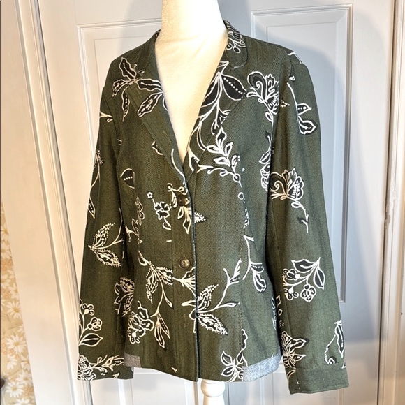 Coldwater Creek Floral Green Women's Jacket - Picture 1 of 7